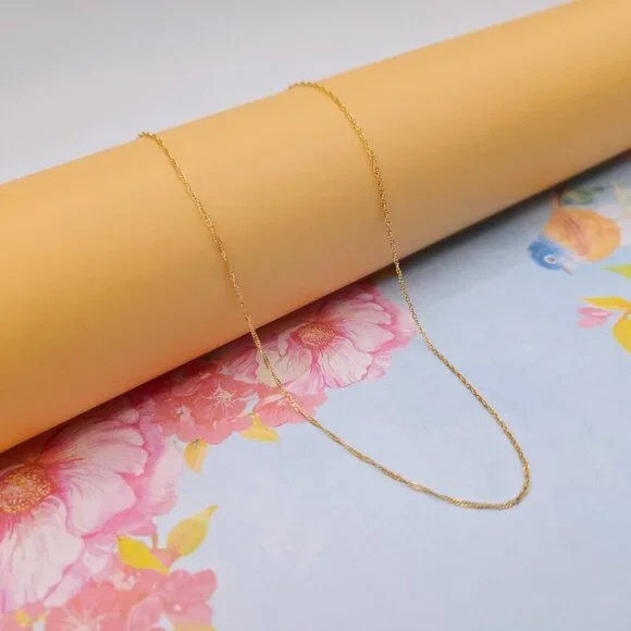 Dainty Rose Gold Twisted Rope Chain Necklace, 24 Inch, Gold Plated, XPNL0108 - Picture 7 of 12